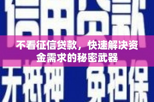 八里不看征信贷款，快速解决资金需求的秘密武器