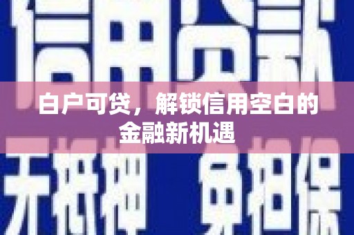 八里白户可贷，解锁信用空白的金融新机遇