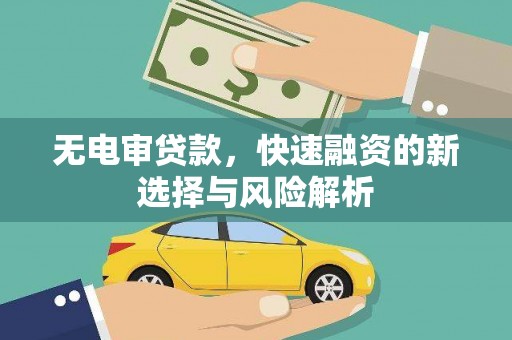 八里无电审贷款，快速融资的新选择与风险解析