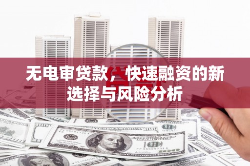 八里无电审贷款，快速融资的新选择与风险分析