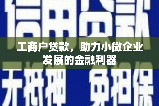 八里工商户贷款，助力小微企业发展的金融利器